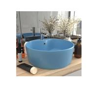 vidaXL Lavabo de luxe avec trop-plein mat bleu clair 36x13 cm Céramique