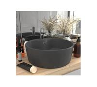 vidaXL Lavabo de luxe avec trop-plein gris foncé mat 36x13 cm Céramique