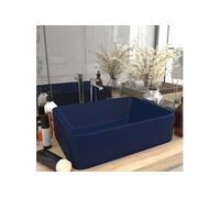 vidaXL Lavabo de Luxe Vasque à Poser de Toilette Lave-mains de Salle de Bain Salle Cosmétique Rectangulaire Bleu Foncé Mat 147045 Bleu G