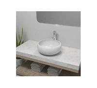 vidaXL Salle de bain lavabo avec mitigeur céramique ronde blanc