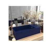 vidaXL Lavabo de salle de bains avec trop-plein Céramique bleu foncé