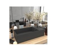 vidaXL Lavabo de salle de bains avec trop-plein Céramique gris foncé