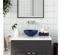 vidaXL Lavabo en céramique bleu foncé rond