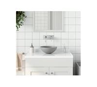 vidaXL Lavabo de salle de bain Vasque à poser Céramique Rond Gris clair