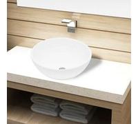 Lavabo de salle de bain Céramique Rond Blanc Blanc G