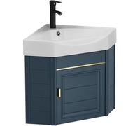 Lavabo de salle de bain moderne monté dans le coin, meubles de salle de bain de 15 pouces combo combo, petit lavabo lavabo, avec robinet d'eau froide et chaude pour petit espace, 47 cm / 18.5in