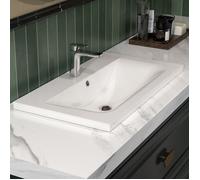 Lavabo de salle de bain rectangulaire à 1 trous MEJE 78,7 x 45,7 cm, blanc brillant (meuble NON inclus)