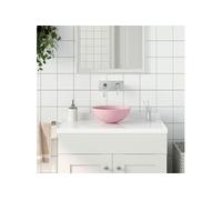 Vidaxl Lavabo De Salle De Bain Céramique Rose Mat Rond