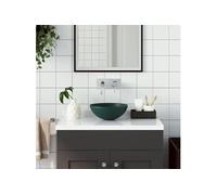 vidaXL Lavabo de salle de bain Céramique Vert foncé Rond