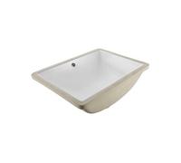 VEVOR Lavabo de salle de bain sous plan, 515 x 385 mm, vasque rectangulaire en céramique blanche avec trou de trop-plein, évier moderne à encastrer sous le comptoir, pour petit espace, maison et hôtel