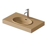 Lavabo Duravit Balcoon 241280AM00 80 x 48 cm, couleur terre cuite mate, avec trou de robinetterie, trop-plein et plateforme pour robinetterie.