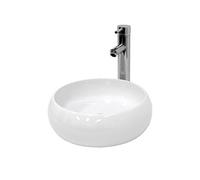 ECD Germany Lavabo en Céramique Blanc Ø 350x120 mm avec Garniture de Vidage 1 1/4" Blanc G