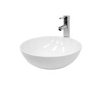 ECD Germany Lavabo en Céramique Blanc Ø 400x147 mm avec Garniture de Vidage 1 1/4" Blanc G