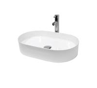 ECD Germany Lavabo en Céramique Blanc 605x380x125 mm avec Garniture de Vidage 1 1/4" Blanc G