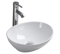 Lavabo en céramique blanc, de haute qualité, ovale, de type vasque encastrée
