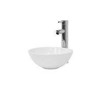 ML-Design Lavabo en Céramique Blanc Brillant, Ø 28x11,6 cm, Ronde Design, Vasque à Poser Moderne, Élégante, Lavabo de Comptoir avec Trou d'Évacuation, Évier pour la Salle de Bain et Toilettes