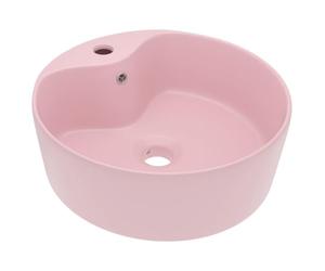 Lavabo en céramique rose mat 36 x 13 cm | Céramique mate, trop-plein intégré, trou de robinet 3,5 cm, vidange 4,5 cm, installation en saillie