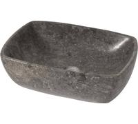 Lavabo en marbre HWC-M77, lavabo à poser sur plan de toilette, vasque salle de bain, pierre naturelle 15x51x36cm, gris