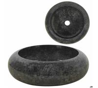 Lavabo en marbre noir - VIDAXL - 40x12 cm - Ronde - Trou de vidange 4,5 cm - Artisanal - Nettoyage facile - Moderne