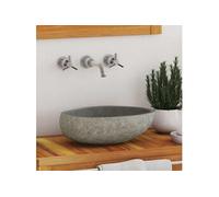 vidaXL Lavabo ovale en pierre de rivière (29-38)x(24-31) cm
