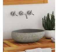 vidaXL Lavabo ovale en pierre de rivière (29-38)x(24-31) cm