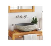 vidaXL Lavabo en pierre de rivière ovale – Pierre naturelle 45-53x34-41x15 cm