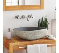 vidaXL Lavabo en pierre de rivière ovale – Pierre naturelle 45-53x34-41x15 cm
