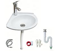 Lavabo en plastique, petit lave-mains d'angle avec robinet