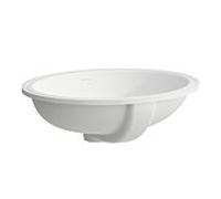 LAUFEN Savoy lavabo encastré, encastrement par le bas, sans trou pour robinet, avec trop-plein, dessous émaillé, ovale, 500x416mm, H8189437571551, Couleur: Blanc mat