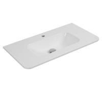 Lavabo encastré LINEA, 100 cm, résine minérale, blanc brillant, dimensions : 100,7 x 44,4 x 15,2 cm