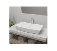 vidaXL Lavabo de salle de bain rectangulaire blanc avec mitigeur céramique
