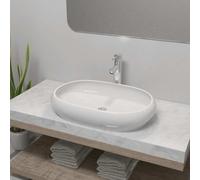 Lavabo et Mitigeur Céramique Rectangulaire Blanc Salle de Bain Vasque vidaXL