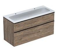 Geberit Set lavabo iCon 502.334.JR.1 120x63x48 cm – 2 tiroirs, blanc KeraTect, noyer