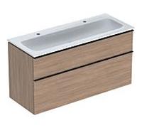 Lavabo Geberit iCon avec meuble sous-vasque 120 cm 502338JH1 Ensemble lavabo 120x63x48cm, blanc , corps chêne, poignée lave mat