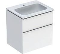 Geberit - Lavabo avec meuble iCon (502.331.01.2) 60 cm - 2 tiroirs, KeraTect blanc, poignée chromée