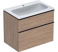 Geberit iCon vasque avec meuble sous vasque 75 cm 502332JH1 Ensemble vasque 75x63x48cm, blanc /KeraTect, corps chêne, poignée lave mat