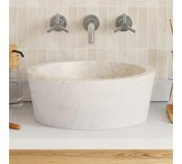 Lavabo Gris Ø40x15 cm Marbre Vasque Lave-mains Salle de Bain Toilette vidaXL