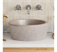 Lavabo Gris Ø40x15 cm Marbre Vasque Lave-mains Salle de Bain Toilette vidaXL