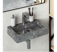 vidaXL Lavabo mural Gris 38x24x6,5 cm Marbre – Fait à la main