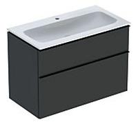 Lavabo Icon Geberit avec meuble bas 90 cm 502337JK1 Ensemble lavabo 90x63x48cm, blanc , corps/poignée lave mat