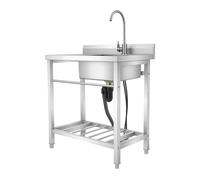 Lavabo industriel robuste en acier inoxydable à droite avec tube carré stable, grille de rangement inférieure, évier commercial sur pied pour restauration, restaurant, apéritif, grande cuisine, ménage