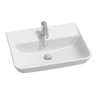 Jacob Delafon Lavabo Struktura 50 cm, Fixation murale, Céramique, Blanc | Céramique recy 10%). Lignes géométriques adoucies. Faible encombrement