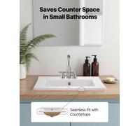 Lavabo - Lavabo semi-encastré - Rectangulaire 51 x 46,5 cm - Avec trop-plein - 3 trous pour robinetterie - Compact pour les petites salles de bains - Blanc