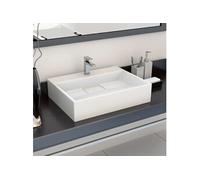vidaXL Lavabo 50 x 38 x 13 cm Fonte minérale/fonte de marbre blanc