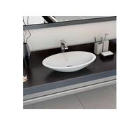 vidaXL Lavabo 59,3 x 35,1 x 10,7 cm – Fonte minérale / Fonte de marbre blanc