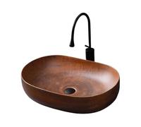 Lavabo Lave-Mains Vasque à Poser Lavabo de salle bain comptoir balcon simple rétro en céramique Lavabo de Comptoir de Salle de Bain
