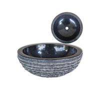 vidaXL Lavabo en marbre 40 cm – Noir