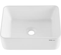 Lavabo moderne en céramique 16 po x 12 po pour salle de bain, comptoir blanc