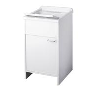 Lavabo mural à fixer - IDRALITE - Bac à laver de 60 cm - Blanc en résine - Rectangulaire - Intérieur