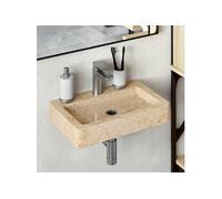 vidaXL Lavabo mural crème 38x24x6,5 cm marbre